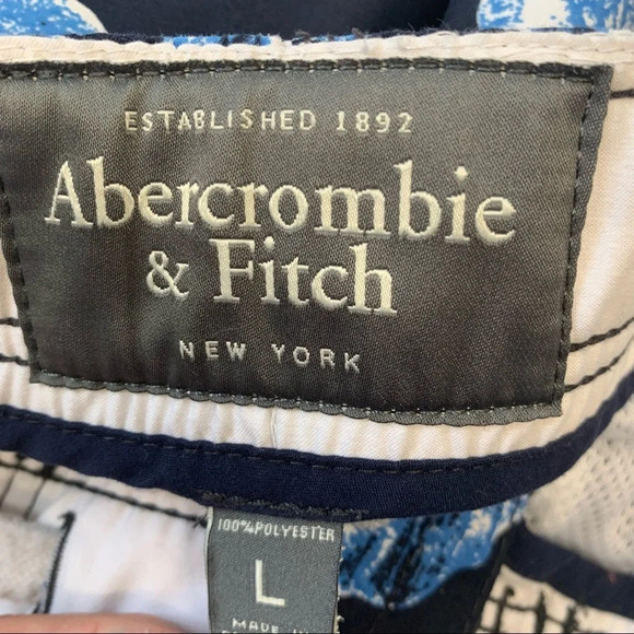 Abercrombie & Fitch Swim Shorts Trunks Men Large Cargo Pocket Floral Print Beach - Picture 9 of 12